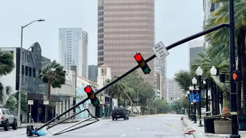 EPA A traffic light downed following Hurricane Ian in Orlando.