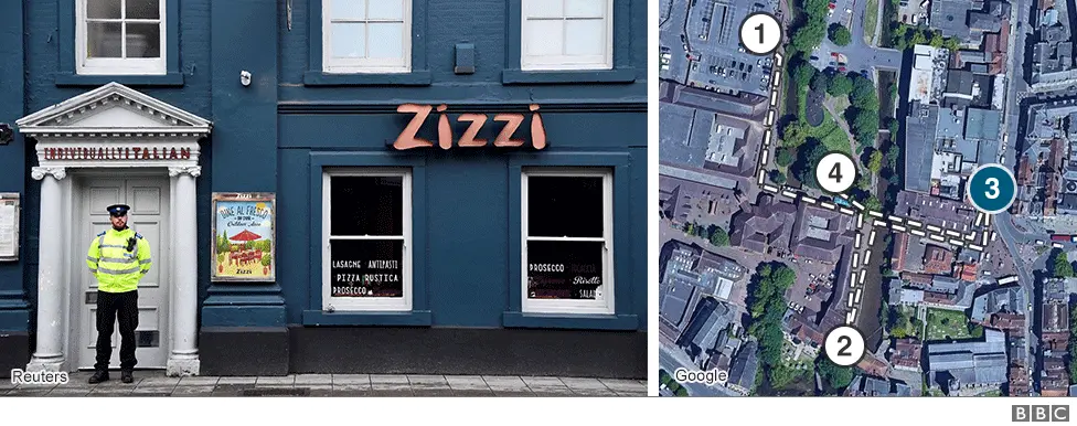 BBC Map showing Zizzi restaurant