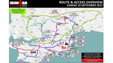 Ironman Wales road closures map