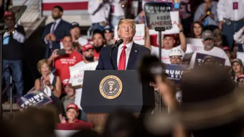 Cengiz Yar/Getty Images President Trump at his 16 September rally in New Mexico