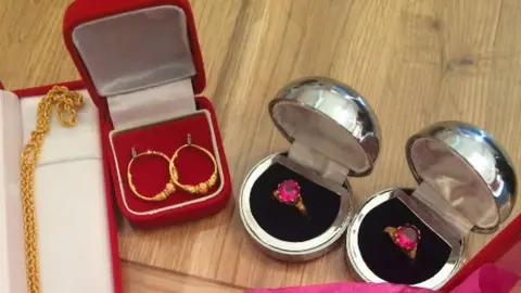 Gwent Police Some of the stolen Asian gold jewellery