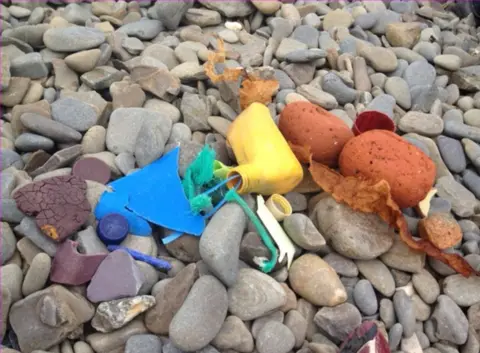 Kirsty Cusack Brightly coloured beach finds