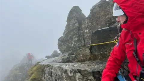 Keswick Mountain Rescue Team Rescuers on Sharp Edge