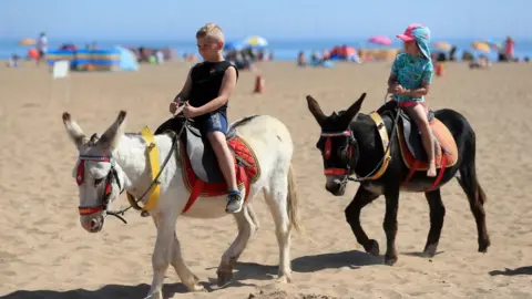 PA/Mike Egerton Children enjoyed donkey rides on Skegness beach