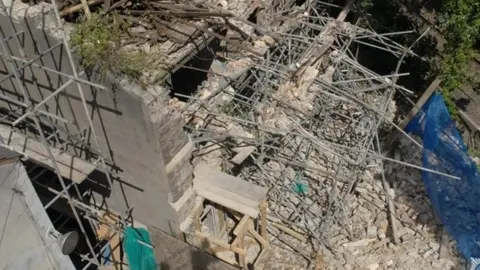 South Wales Police Collapsed wall of Citadel Church