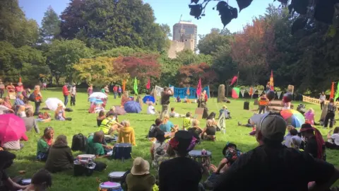 Protesters at Bute Park