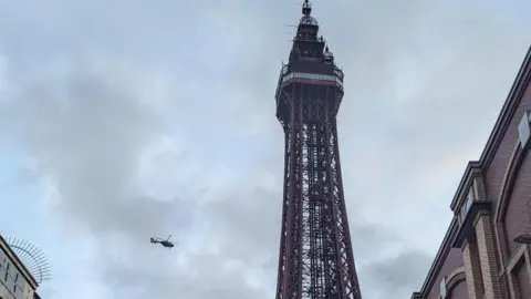 Blackpool Tower fire was fluttering orange netting