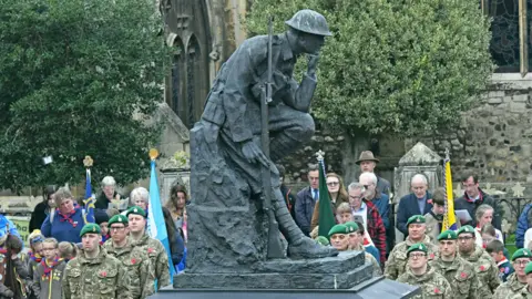 The Hunts Post, Newsquest Huntingdon's war memorial on Remembrance Sunday 2022