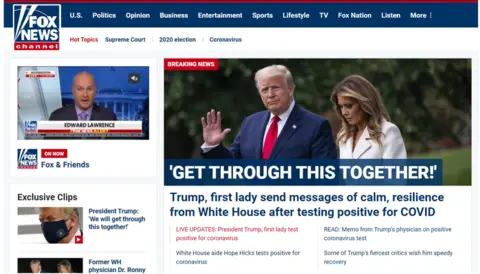 Fox News A screengrab of the Fox News website showing its coverage