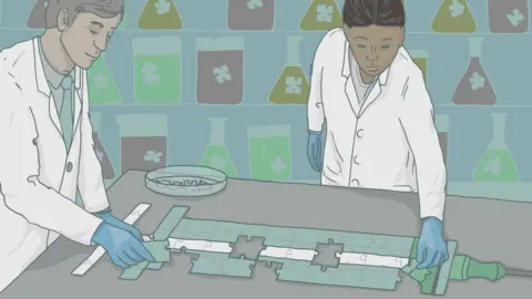 Emma Russell scientists puzzling over a vaccine