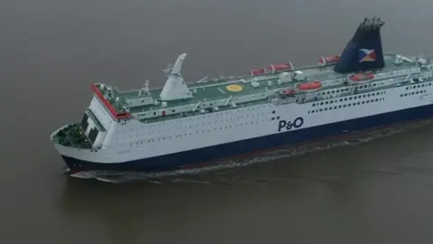 BBC Drone shot of Pride of York leaving Hull