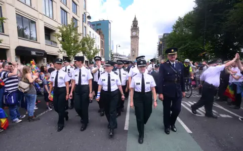 Pacemaker Last year, members of the PSNI and the Garda joined thousands of people in the annual Belfast Pride event