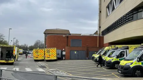 Contributed Ambulances queuing outside Ipswich Hospital