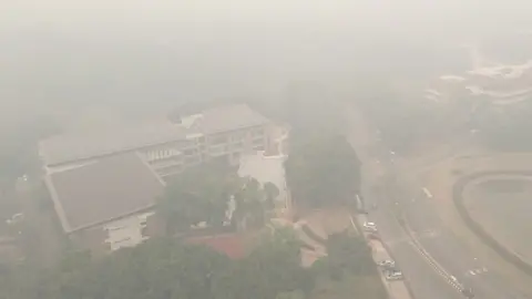 Buildings in Chiang Rai surrounded by smog