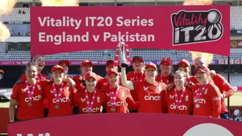 England celebrate T20 series win