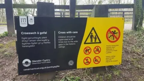 Canal and Rivers Trust Signage at aqueduct