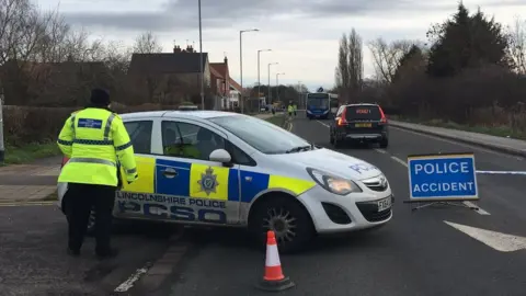 BBC Scene of collision in Corringham Road, Gainsborough