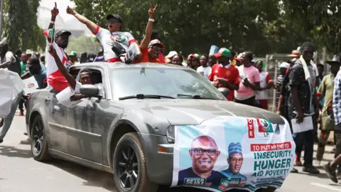 AFP Supporters of Nigeria's Labour Party (LP) during a march for the LP presidential candidate Peter Obi in Abuja, Nigeria -18 February 2023