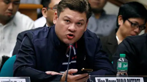 Reuters Paolo Duterte, Davao's Vice Mayor and son of President Rodrigo Duterte, testifies at a Senate hearing on drug smuggling in Pasay, Metro Manila, Philippines, 7 September 2017