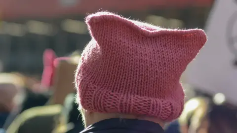Getty Images A woman wearing a Pussy Hat during the 2018 Womens March in New York City.