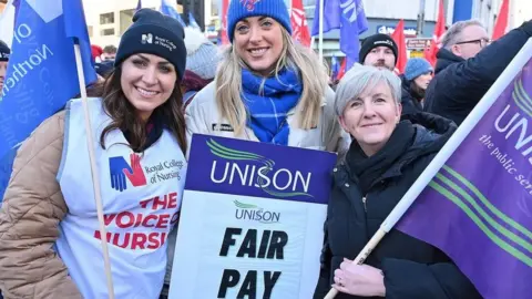 Pacemaker Female workers on strike, at Belfast rally