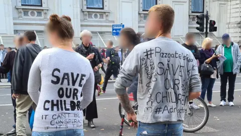 Image taken by a BBC reporter from a Save Our Children rally in London