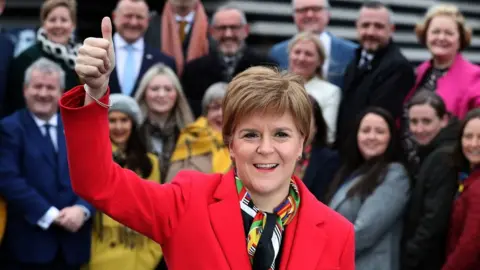 Nicola Sturgeon with newly-elected MPs