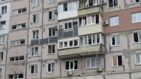 Reuters A residential buildfing in Mariupol