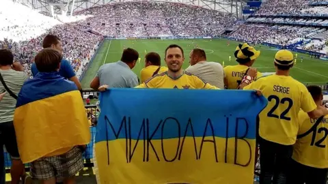 Igor Meisner Igor Meisner will be holding his Ukraine flag aloft at the Stadio Olimpico on Saturday