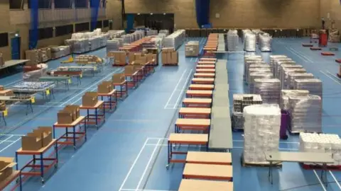 Wolverhampton City Council Sports hall turned into a food distribution centre