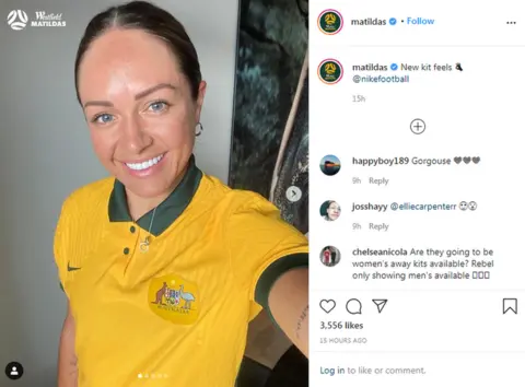 @matildas Print screen of Instagram photo from the Matildas