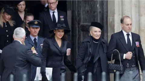 Chris Jackson Sophie Winkleman, Princess Michael of Kent and Lord Frederick Windsor leaving Westminster Abbey during the funeral