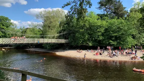 People at the river on Monday 1 June