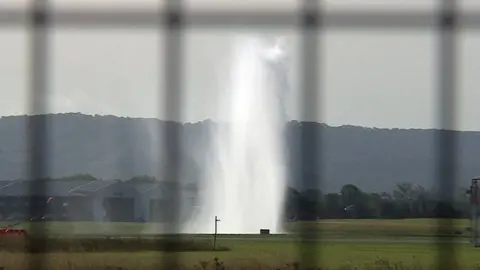 BBC Water fountain on the runway