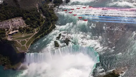 Royal Air Force Red Arrows soar above Niagara Falls