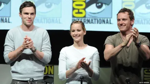 Getty Images Nicholas Hoult, Jennifer Lawrence and Michael Fassbender
