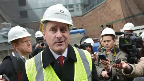 Getty Images Steve Green pictured in high-viz and hard hat at the site of his planned museum