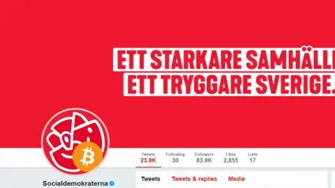Twitter Logo of Swedish Social Democrats modified after hacking