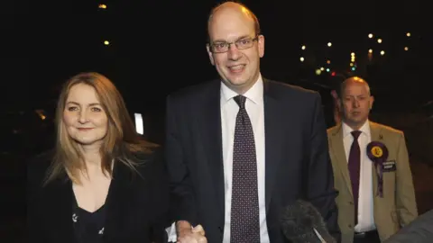 EPA Mark Reckless with his wife Catriona Brown arriving at the Rochester by-election count in 2014