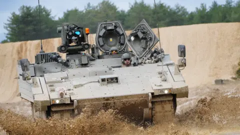 Getty Images An Ajax Ares tank at a military base in Dorset
