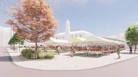 Leicester City Council An artist's impression of how Leicester Market might look after a revamp 
