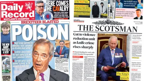Composite or Record and Scotsman front pages