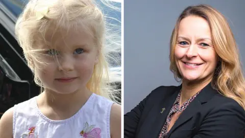 Family / The Little Princess Trust Composite image of Hannah Tarplee and her mother Wendy Tarplee-Morris. Hannah is wearing a summer dress with fairies embroidered on it, while Wendy is in a black suit jacket