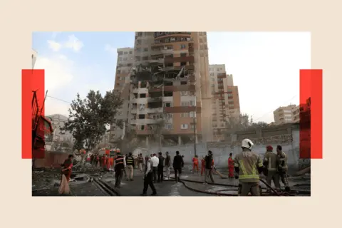 Getty Images A view of a damaged building in the Iranian capital, Tehran, following an Israeli attack, on 13 June 2025.
