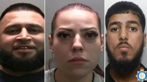 Mugshots of convicted fraudsters Bilal Akhther, Luliana Nicolae and Muhammed Shahzeb.