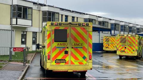 Ambulance waiting outside a hospital