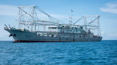 AFP via Getty Images A Chinese trawler off the coast of Tanzania