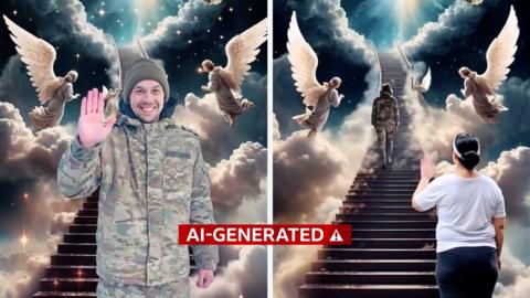 AI‑generated image of a man climbing a celestial staircase