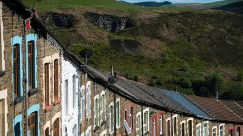 Getty Images General view of houses in Welsh valley