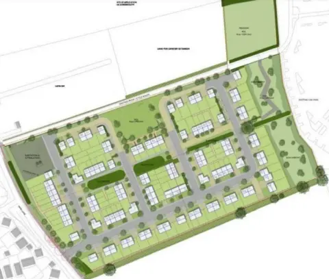 Together Housing The site plan for up to 107 affordable homes proposed in New Lane, Huntington, York